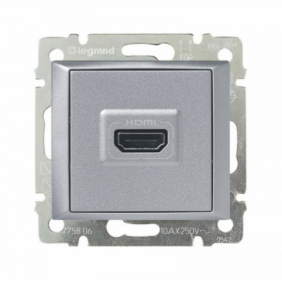 Розетка HDMI Legrand Valena Classic для аудио/видеоустройств, алюминий 770285