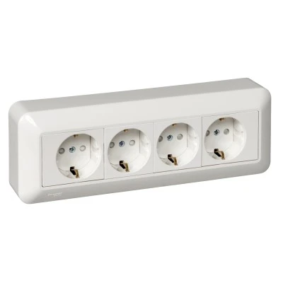 Розетка силовая Schneider Electric Прима 4x2K+3 белая