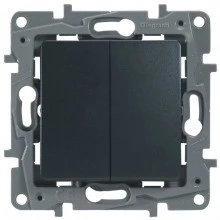 Переключатель двухклавишный Legrand Etika антрацит 672612