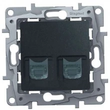 Розетка RJ-11+RJ-45 Legrand Etika антрацит 672652