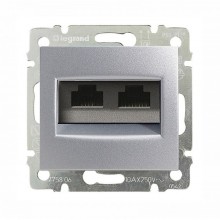 Розетка RJ-45 Legrand Valena Classic UTP двойная, на винтах, алюминий 770239