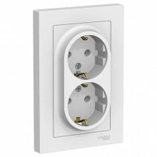 Розетка двухместная с рамкой Schneider Electric Atlasdesign, с заземлением,