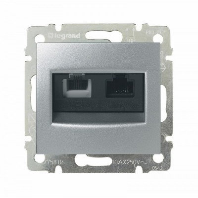 Розетка RJ-11+RJ-45 Legrand Valena Classic алюминий 770280