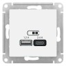 Зарядные устройства USB розетка A+С, 5В/2,4 А, 2х5В/1,2 А Schneider Electric Atlasdesign