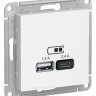 Зарядные устройства USB розетка A+С, 5В/2,4 А, 2х5В/1,2 А Schneider Electric Atlasdesign