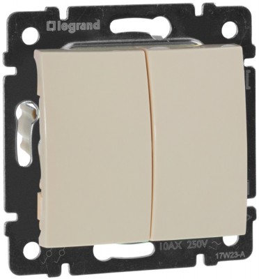 Выключатель двухклавишный Legrand Valena Classic слоновая кость 774305