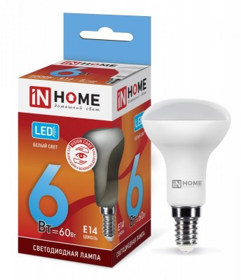 6Вт 4000К Е14 лампа светодиодная IN HOME LED-R50-VC 230В 525Лм