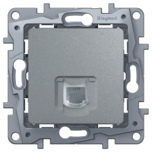 Розетка телефонная Legrand Etika RJ-11, 1 выход, алюминий 672440