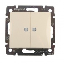 Выключатель двухклавишный Legrand Valena Classic с подсветкой, слоновая кость 774328