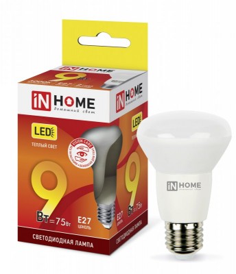 9Вт 3000К Е27 лампа светодиодная IN HOME LED-R63-VC 230В 810Лм в