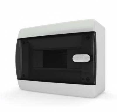 Щит накладной Tekfor IP41 8М прозрачная черная дверь