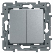 Переключатель двухклавишный Legrand Etika алюминий 672412