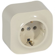 Розетка силовая Legrand Quteo 2К+З без шторок, слоновая кость