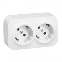 Розеточный блок Legrand Quteo 2x2К+З без шторок, белая