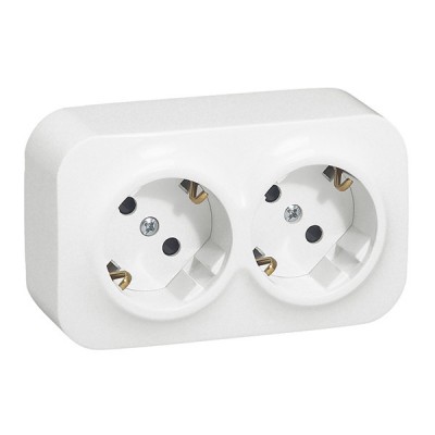 Розеточный блок Legrand Quteo 2x2К+З без шторок, белая