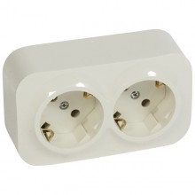 Розеточный блок Legrand Quteo 2x2К+З без шторок, слоновая кость
