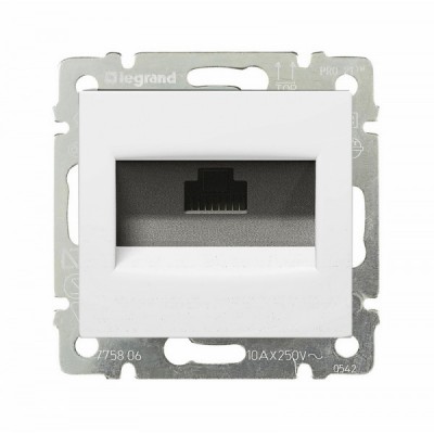 Розетка RJ-45 Legrand Valena Classic одиночная, с захватами, белая 774230