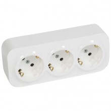 Розеточный блок Legrand Quteo 3x2К+З со шторками, белая