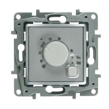 Терморегулятор Legrand Etika для теплых полов с датчиком, алюминий 672430