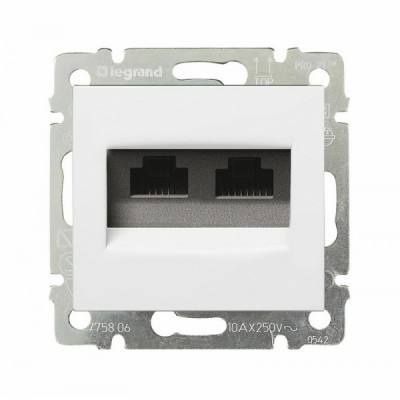 Розетка RJ-45 Legrand Valena Classic двойная, с захватами, белая 774231