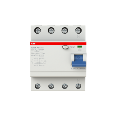 F204 0,03-30мА AC-63 УЗО четырехполюсный ABB