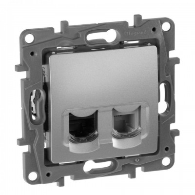 Розетка RJ-11+RJ-45 Legrand Etika алюминий 672452