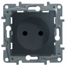 Розетка силовая Legrand Etika 2K со шторками, антрацит 672634