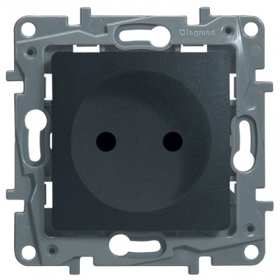 Розетка силовая Legrand Etika 2K со шторками, антрацит 672634