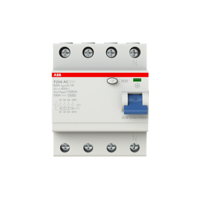 F204 0,1-100мА AC-63 УЗО четырехполюсный ABB