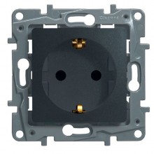 Розетка силовая Legrand Etika 2K+3 со шторками, на винтах, антрацит 672622