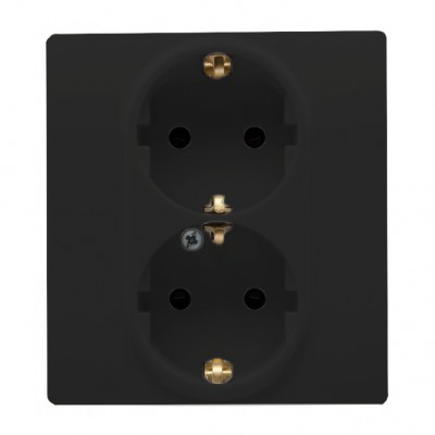 Розетка двойная Legrand Etika 2x2K+3 со шторками, антрацит 672633