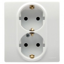 Розетка двойная Legrand Etika 2x2K+3 со шторками, белая 672233