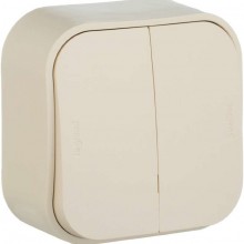 Выключатель двухклавишный Legrand Quteo слоновая кость