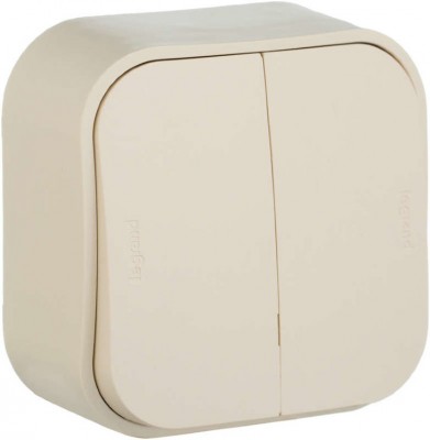 Выключатель двухклавишный Legrand Quteo слоновая кость