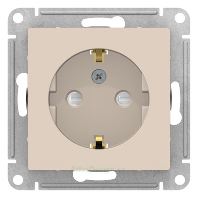Розетка Schneider Electric Atlasdesign,со шшторками, с заземлением,