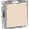 Розетка Schneider Electric Atlasdesign, с заземлением,с крышкой, со шторками,