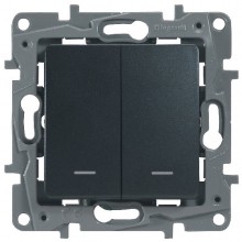 Выключатель двухклавишный Legrand Etika с подсветкой, антрацит 672604