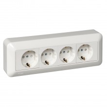 Розетка силовая Schneider Electric Прима 4x2K+3 белая