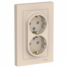 Розетка двухместная с рамкой Schneider Electric Atlasdesign, с заземлением,