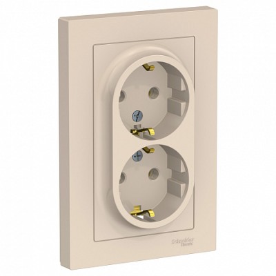 Розетка двухместная с рамкой Schneider Electric Atlasdesign, с заземлением,