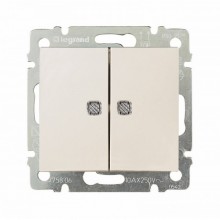 Переключатель двухклавишный Legrand Valena Classic с подсветкой, слоновая кость 774112