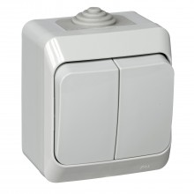 Выключатель двухклавишный Schneider Electric Этюд IP44 серый