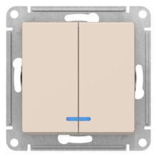 Выключатель 2-клавишный с подсветкой Schneider Electric Atlasdesign