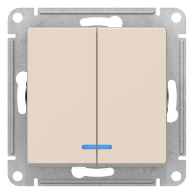 Выключатель 2-клавишный с подсветкой Schneider Electric Atlasdesign