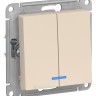 Выключатель 2-клавишный с подсветкой Schneider Electric Atlasdesign
