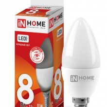 8Вт 6500К Е14 лампа светодиодная IN HOME LED-СВЕЧА-VC 230В 720Лм