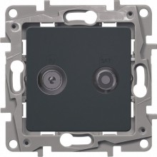 Розетка TV-SAT Legrand Etika двухкабельная, антрацит 672657
