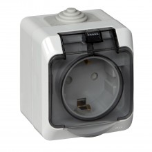 Розетка силовая Schneider Electric Этюд IP44 серая