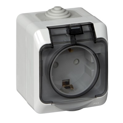 Розетка силовая Schneider Electric Этюд IP44 серая