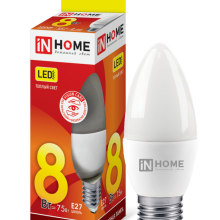 8Вт 3000К Е27 лампа светодиодная IN HOME LED-СВЕЧА-VC 230В 720Лм